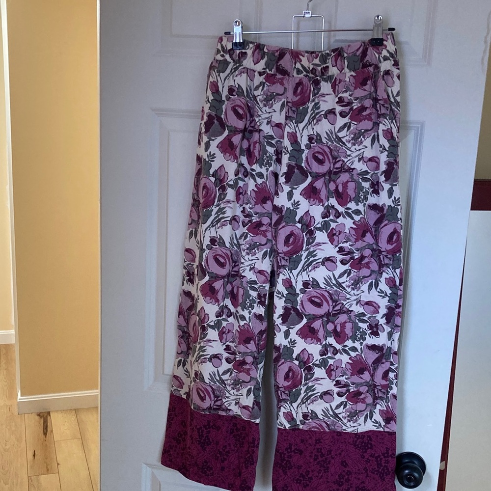 Pact Purple and White Floral Staycation Pajama Pants